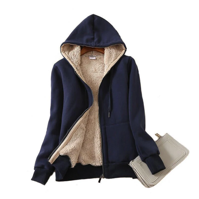 

Women Hooded Jacket Casual Basic Warm Velvet Lamb Parka Coat 2020 Autumn Winter New Solid Light Soft Famale Outerwear