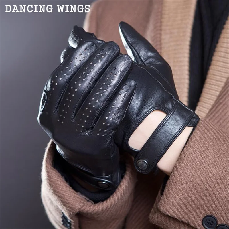 Men Fashion Genuine Leather Touch Screen Gloves Spring And Summer Motorcycle Leather Gloves Black Sheepskin Cycling Gloves