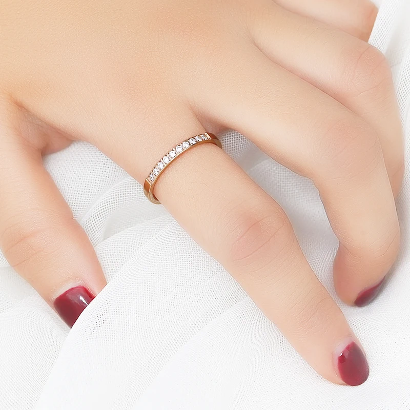 Innopes romantic forever love shiny Rose gold zircon ring silver finger ring for women girl jewelry wedding Engagement Cute gift