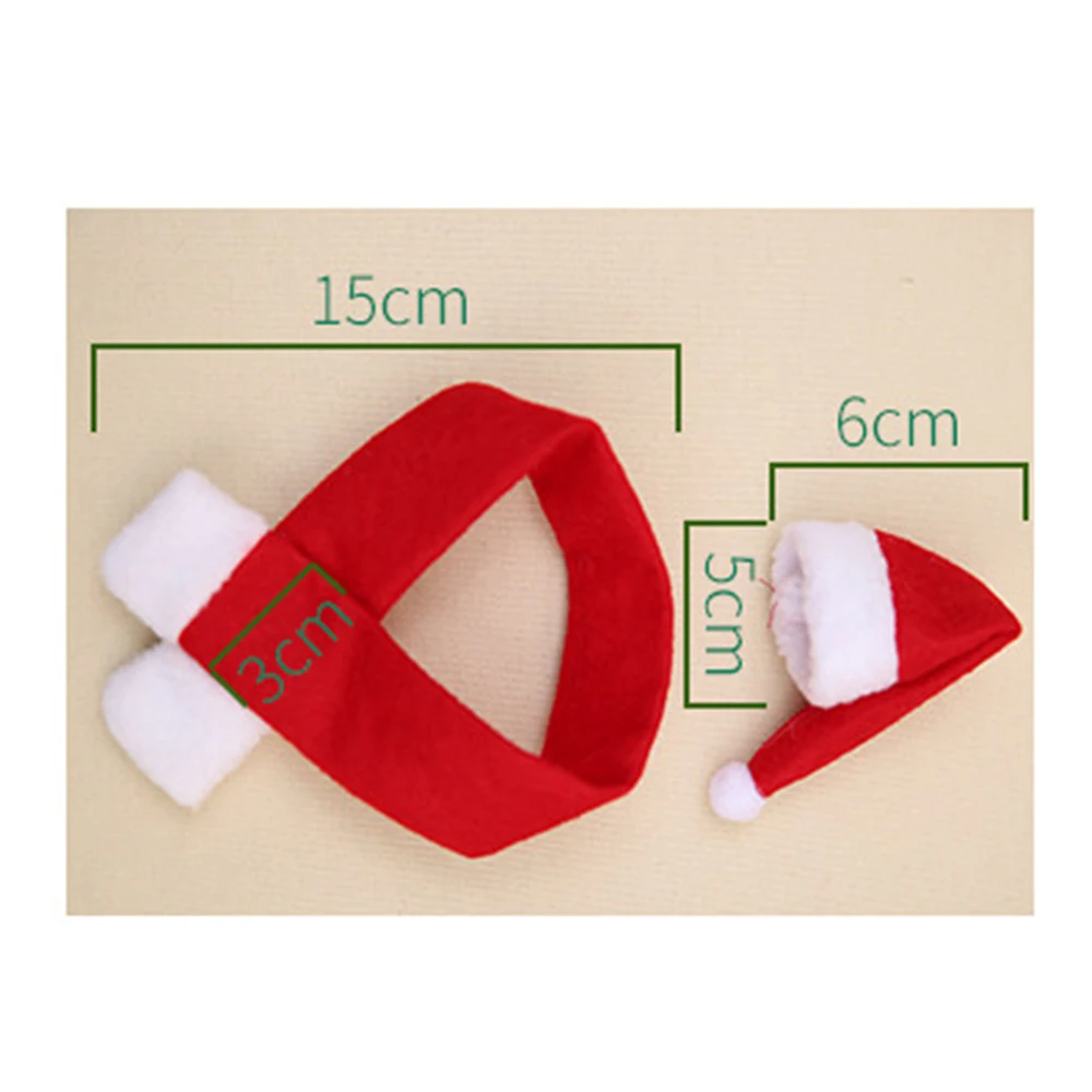  Mini Christmas Wine Hat Scarf Tie Kitchen Wine Bottle Cover For Home Dinner Party New Santa Claus G - 4000310500093