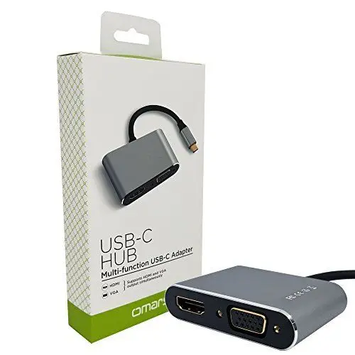 USB C to HDMI VGA Adapter, 2 in 1 Type C to VGA HDMI 4K UHD Converter Hub