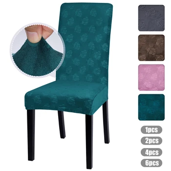 

Flannel Embossed Chair Cover Leaf Dining Room Chair Cover Elastic Washable Stretch Seat Cover Protector