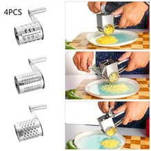 Multi-functional Cheese Grater Rotary Grater Shredder Butter Cutter Garlic Grinder Kitchen Tool Stainless Steel Accessories high quality stainless steel cheese separator butter cutter scraper blade baking tool kitchen accessories cutting machine