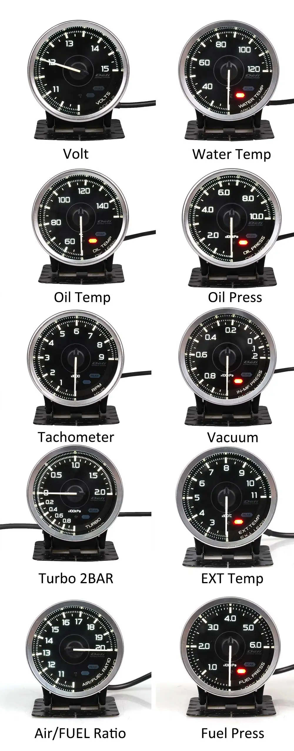 Defi A1 2,5 дюймов 60 мм 7 цветов Defi измерительные приборы температура воды и масла Температура турбонаддува давления масла Ext температура воздуха топливного соотношения AFR