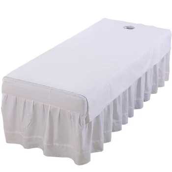 

Stylish Massage Bed Sheet Mattress Polyester Salon With Face Hole Waterproof Spa Solid Reusable Table Cover Hair Washing