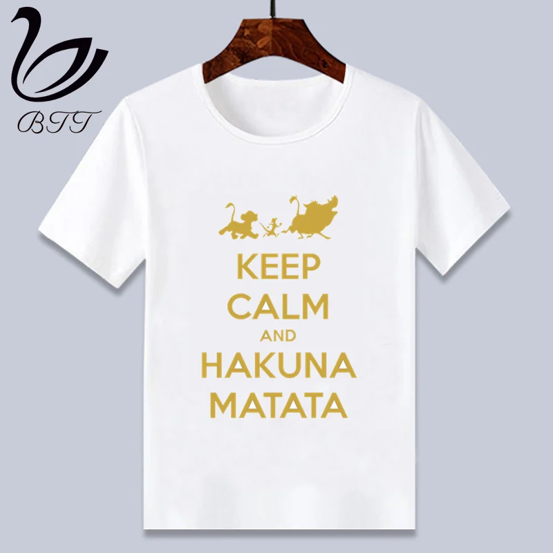 Hakuna Matata/футболка для мальчиков; летняя детская футболка для мальчиков; топы для маленьких девочек; детская футболка; Мультяшные футболки; одежда