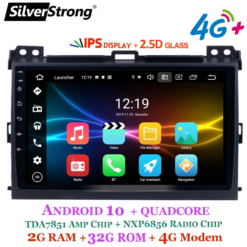 2.5D Android10.0 IPS 4G 32GB Автомобильный GPS для Toyota Prado 120 Land Cruiser SilverStrong android Prado120 PIONEER/JBL