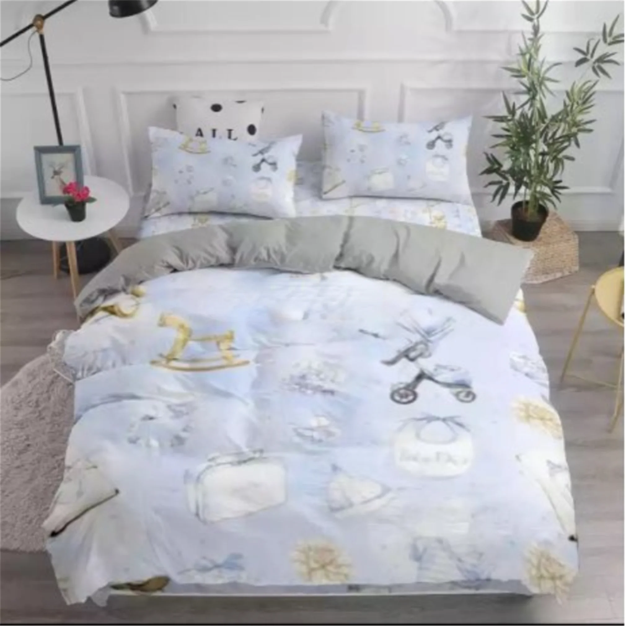 Home Textile Teddy Bear Flower Pattern Bedding Set Simple Bedspread Pillowcase Home Textile Children Adult Bedroom Decoration 2