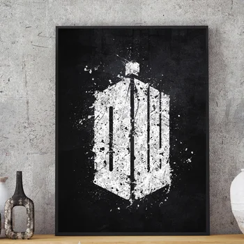 

Doctor Who Black White Art Canvas Poster Home Wall Decor (No Frame)