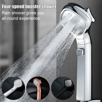 

4 Gear Pressurized Shower 4 Water Modes with 1 Click 1 Key to Stop Water Bathroom Shower Accessories Tool