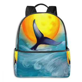 

Fashion Girl College School Bag Casual New Women Backpack Wave Sun Sea Blue Yellow Book Packbag for Teenage Travel Shoulder Bag