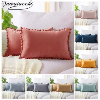 

Fuwatacchi Nordic Solid Cushion Cover Velvet Fabric Pillows Covers for Home Sofa Decorative Plush Ball Throw Pillowcases 30X50cm