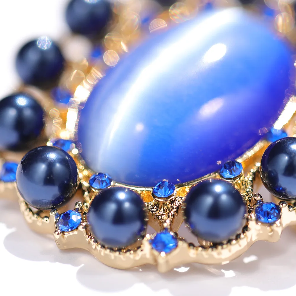 Ajojewel, роскошная голубая Опаловая овальная брошь, женские броши с искусственным жемчугом с фианитами, ювелирные изделия, подарки для девочек, стильные булавки для воротника