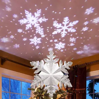 

LED 3D Snow Flower Projector Light for Christmas Tree Topper Lighted Rotating Xmas ecoration