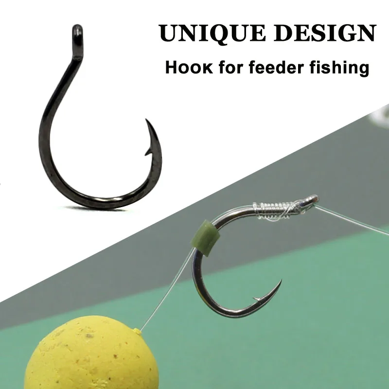 20PCS Carp Fishing Hook for Method Feeder Fishing Tackle Barbed Eyed Feeder  Fishing Hooks for Carp Hair Rig
