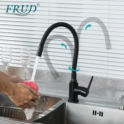 Frud Matte Black Kitchen Faucets 360 Degree Rotatable Water Mixer Taps Water-Saving Crane Water Tapware R42052-32
