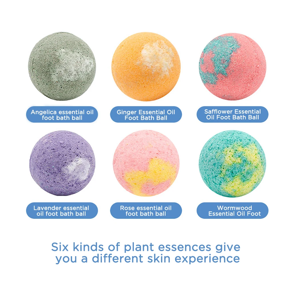 12pcs Foot Bath Ball Herbal Essential Oil Bubble Explosive Foot Salt Wormwood Bath Ball For Moisturizing Dry Skin Relaxing Scent