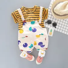 Льняной хлопковый комбинезон, шорты и короткая футболка, комплект из 2 предметов, штаны для мальчиков и девочек, детский летний комбинезон, комплекты одежды