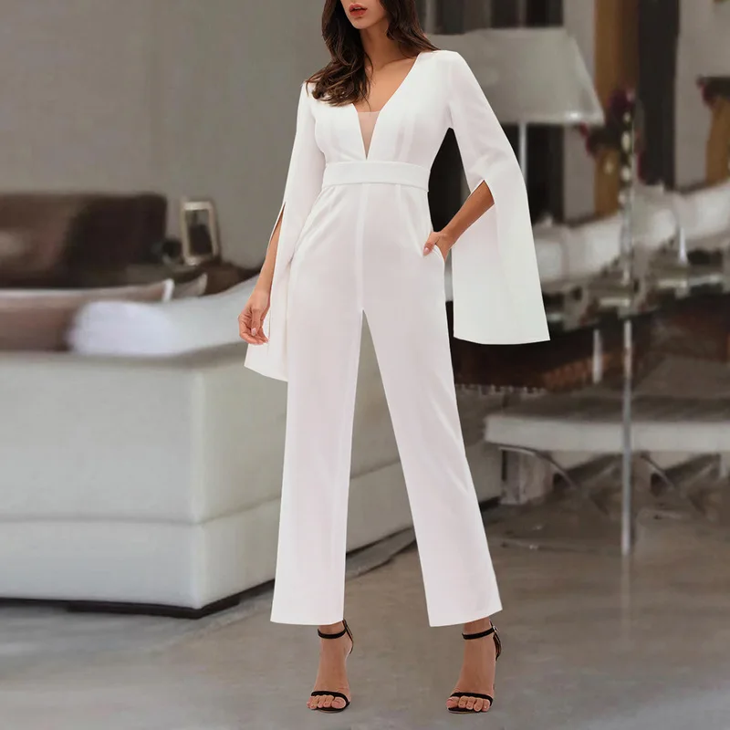 Rompers Womens Jumpsuit Plus Size Boho White Overalls Clothing Formal Elegant Salopette Femme Long Pants For Women Macacao