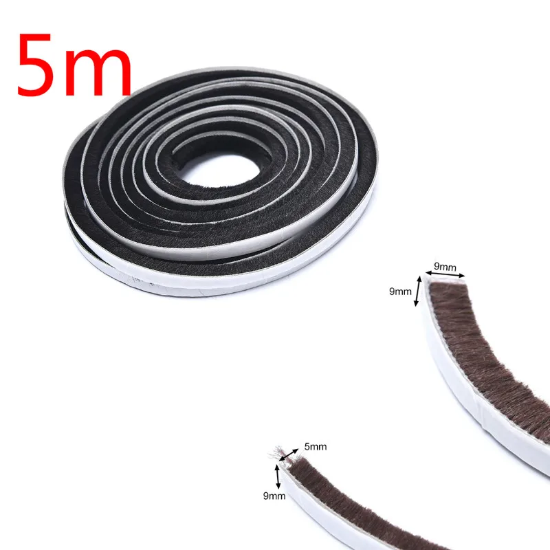5Meters Brush Strip Self Adhesive Door Window Sealing Strip Home Door Window Sound Insulation Wind-proof Gasket door seal strip sealing strip tape window seal strip sealing tape rubber seal strip rubber door weatherstripping door weatherstripping silicone seal strip sealing strip