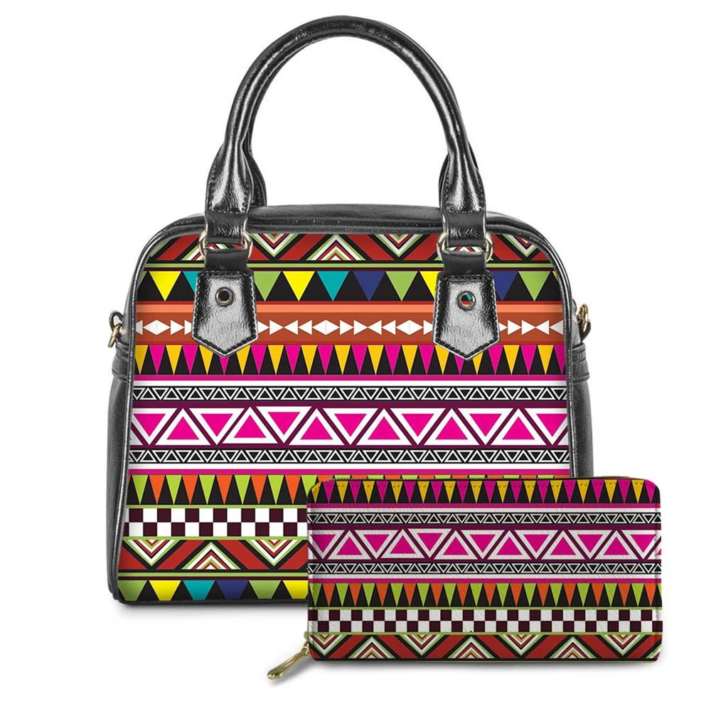 

WHEREISART Polynesian Tradition Tribal Ethnic African Pattern Vintage Shoulder Bags Luxury Brand PU Handbags Female Tote Bags