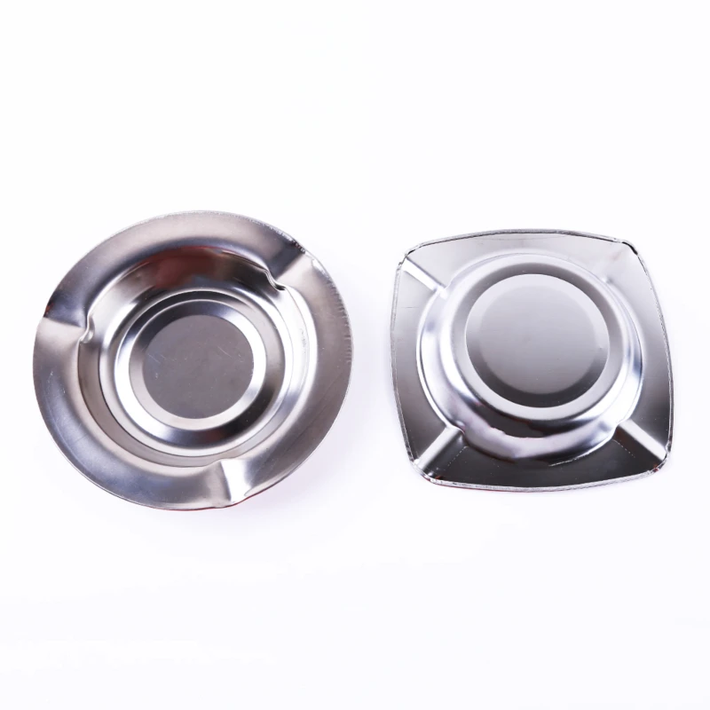 Fashion New Portable Home Metal Ashtray Round Ashtray Square Large Capacity Cigarette Ash Tray Push Down Smoking