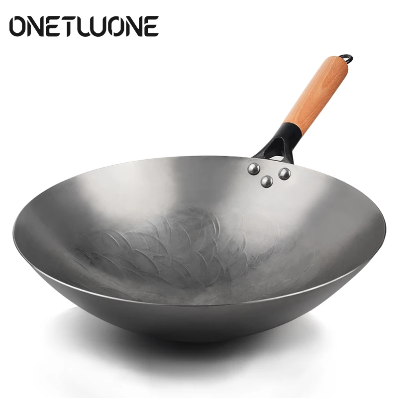 Iron Wok Traditional Handmade Iron Wok Non stick Pan Non coating Gas