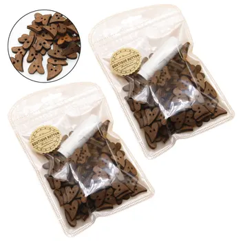 

200PCS Wooden Heart Buttons DIY Craft Tool Accessory Supply