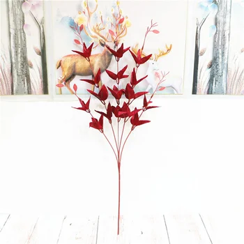 

5 Fork Simulation Clematis Leaves Lifelike Flower Wall Hanging Rattan Honeysuckle Leaves Artificial Plants Wedding Decoration(Re