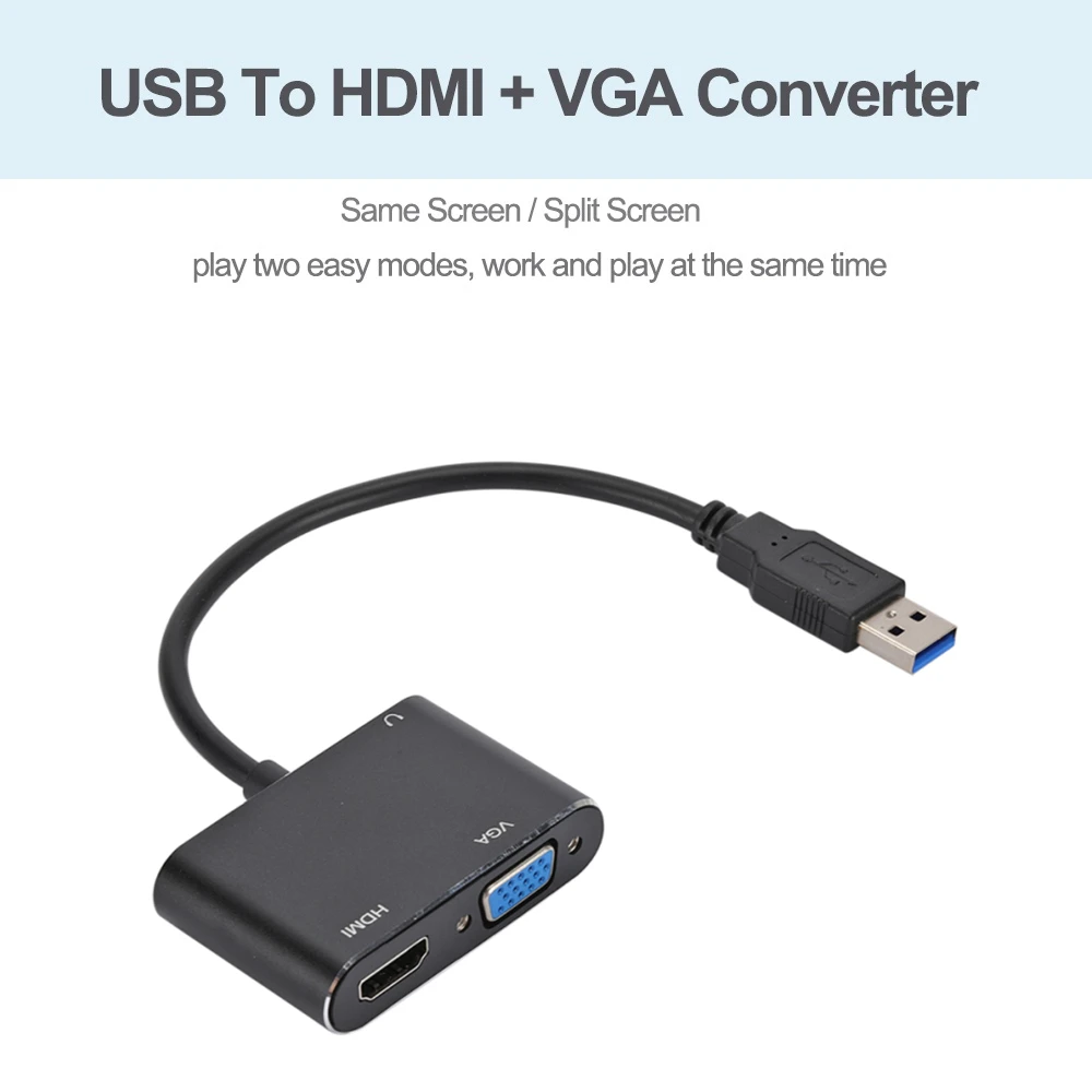 HD 1080P USB to VGA HDMI-Compatible Audio Converter for Computer Laptop Monitor/TV Dual Screen Display | Электроника