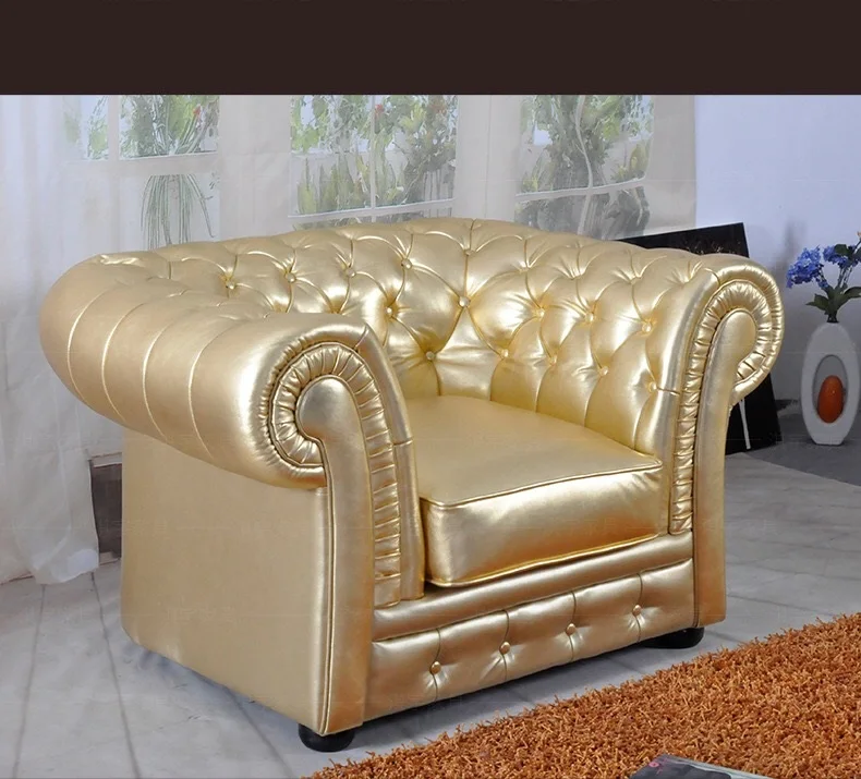 U Best Luxury Golden Armchair Hotel Sofa Tufted Back Living Room Chesterfield Single Sofa Chair Living Room Sofas Aliexpress