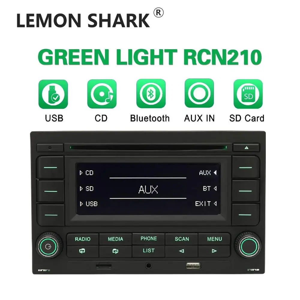 Green Light Rcn210 Cd Player Car Radio Usb Mp3 Aux