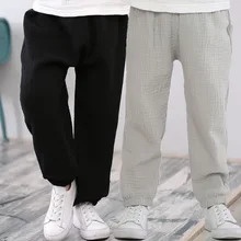 Детская одежда; коллекция года; сезон весна-лето; мужские и женские брюки из хлопка и льна; Детские повседневные шаровары из чистого хлопка с защитой от комаров