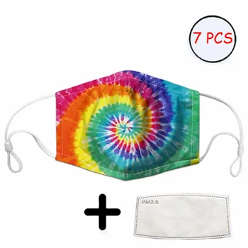 

THIKIN Tie-dye Pattern 7 Mask with 7 Filters Non-disposable Thicken Protection Mouth Mask for Adult/Kids Colorful Reusable Masks