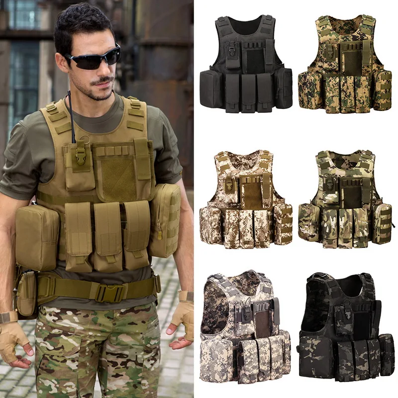 

2020 Military Tactical Vest Camouflage Body Armor Sports Wear Hunting Vest Army Molle police bulletproof Vest Black