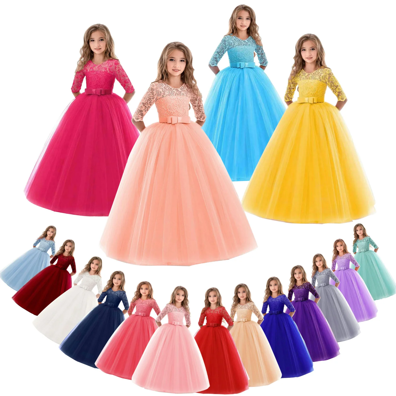 Teenage Girls Dresses For Girl 10 12 14 Year Birthday Fancy Prom Gown Flower Girls, Children Princess Party Dress Kids Clothing