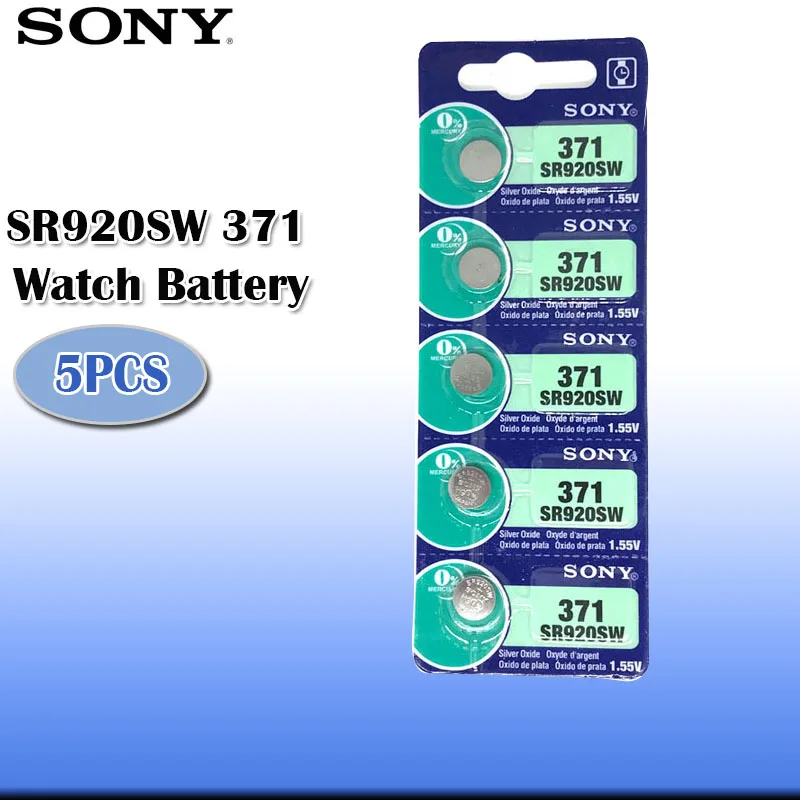 5 шт./лот 371 SR920SW 920 SR920 1,55 V часы Батарея 371 SR920SW SR920 кнопка плоский круглый аккумулятор Сделано в Японии 0% Hg