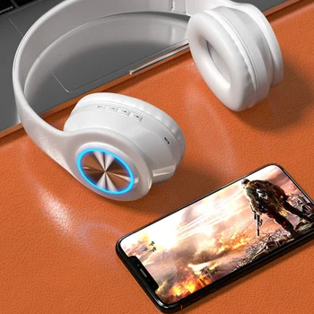 

B39 Portable Wireless Bluetooth 5.0 Foldable Headphone Boom Headset Colorful LED Light HIFI Stereo Earphone With MIC TF Card