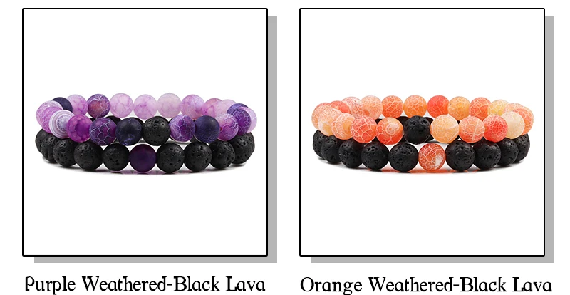 Hot 2pcs/set Tiger Eye Stone Couples Distance Bracelet Yoga Black Lava Malachite Beaded Bracelet Men Women Charm Strand Jewelry