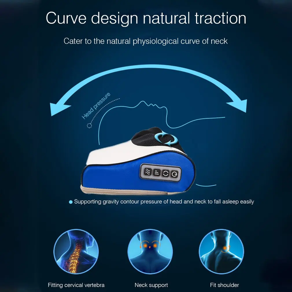 Шейная физиотерапия шейного отдела для всего тела, массажный инструмент для позвоночника, подушка для шеи, электрическая гипертермическая перезаряжаемая Массажная подушка