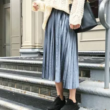 Новинка года; модные осенне-зимние обтягивающие женские бархатные юбки с высокой талией плиссированные юбки для офиса