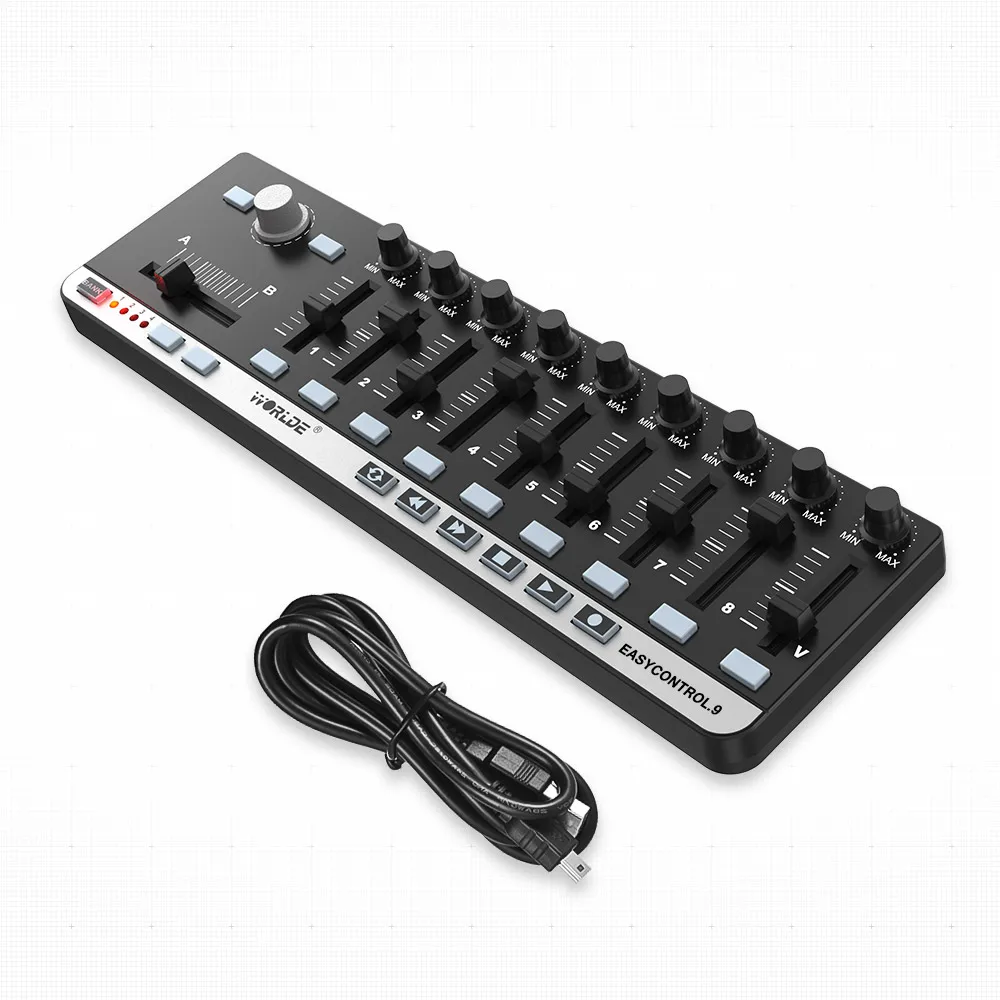  Worlde EasyControl.9 Mini portátil USB 9 Slim-de Control de la línea de controlador MIDI Mini tecla