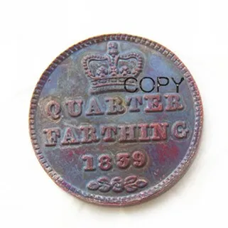 1839 Великобритания/Ceylon Victoria Quarter Farthing копия монет
