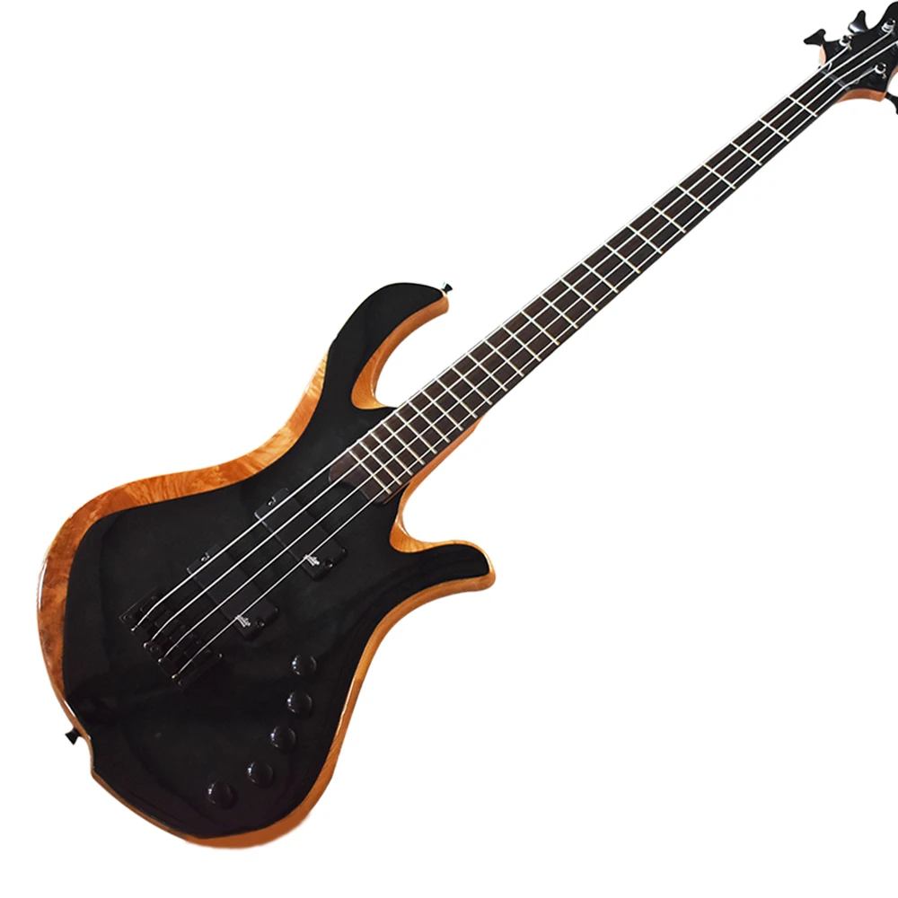 Black Ash Electric Bass Guitar 4 Strings with Rosewood Fretboard Dark Green Pattern Hardwarer Customizable | Спорт и развлечения