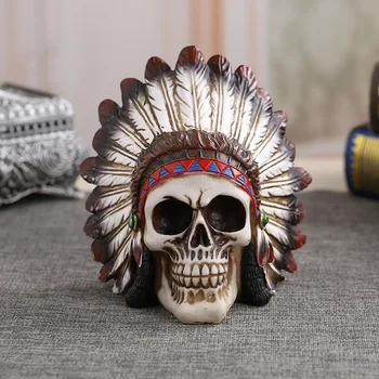 

Indian Skull Ghost Rider Skeleton Figure Horror Skull Collectible Figurine Statue Sculpture Wind Travel in Memory of Halloween