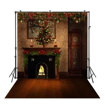 

HuaYi wonderful chrismas tree decoration wood planks background backdrops for chrismas day photoshoot photography D-9056
