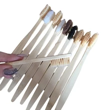 20 шт./компл. экологически чистый натуральный бамбуковый уголь зубная щетка с мягкой щетиной низкоуглеродистой деревянной ручкой портативная зубочистка щетка