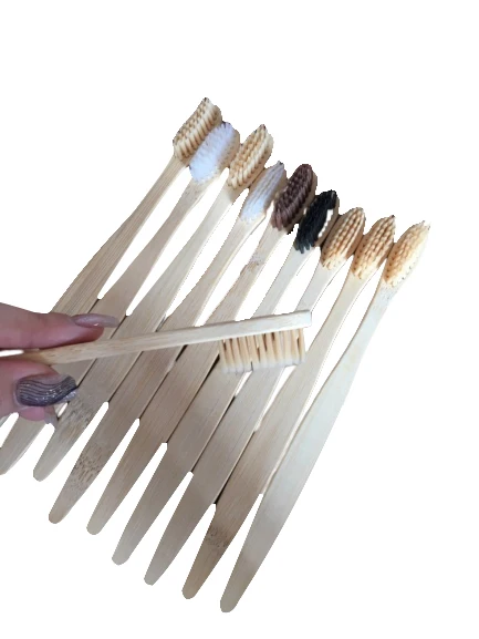 

20 pcs /set Eco-Friendly Natural Bamboo Charcoal Toothbrush Soft Bristle Low Carbon Wooden Handle Portable Teeth Clean Brush