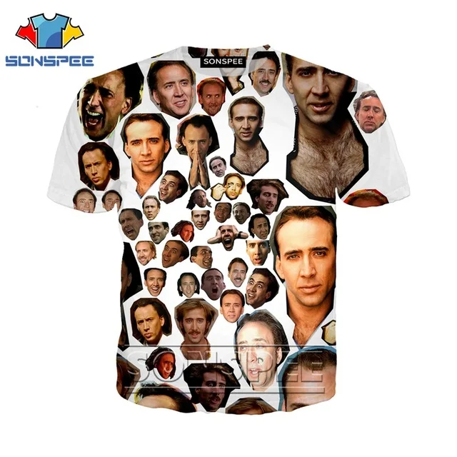 17 SONSPEE футболка с 3D принтом для мужчин и женщин, модная футболка Nicolas Cage Crazy Funny Stare Harajuku, футболки, мужские футболки - Цвет: 17