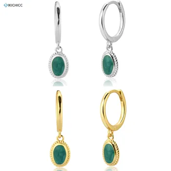 

Kikichicc 925 Sterling Silver Gold Labradorite Green Drop Earring Gold Circle Ovals Piercing Pendiente Crystal CZ Jewelry